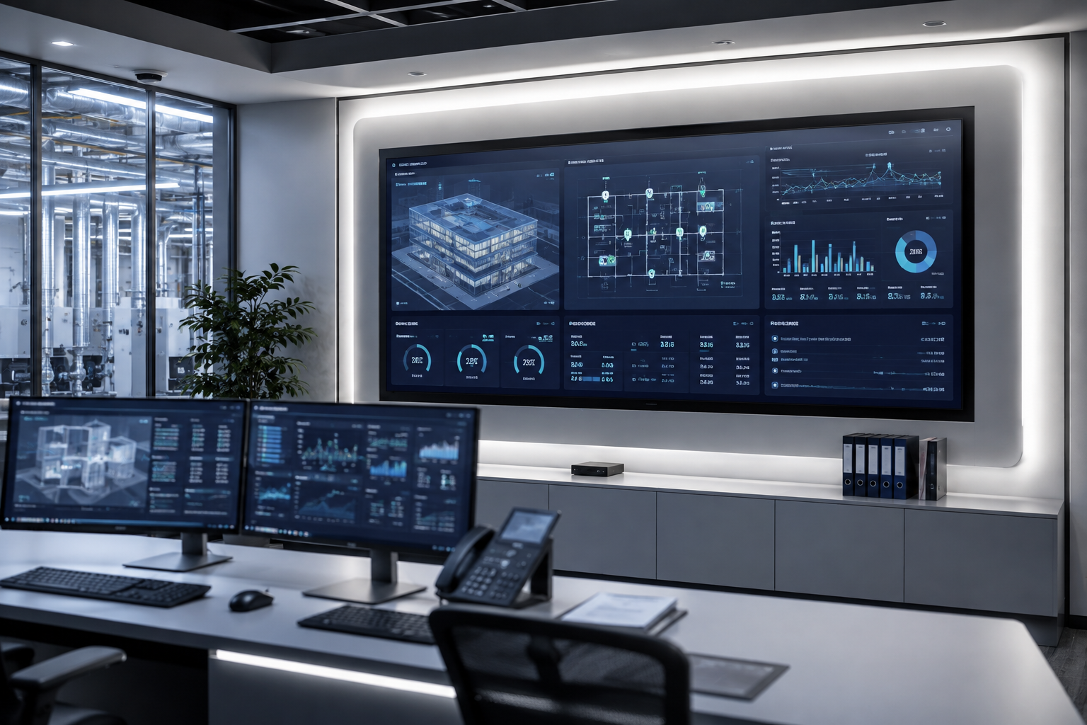 Building Management System — ห้องควบคุมพร้อม Dashboard ตรวจสอบพลังงาน