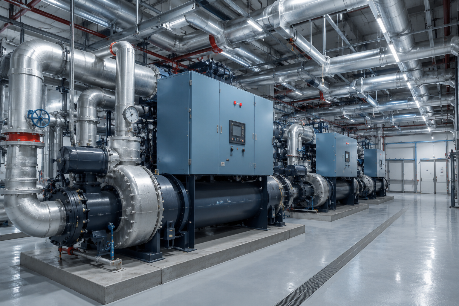 Chiller Pre-cooling System — ห้องเครื่อง Chiller อุตสาหกรรม